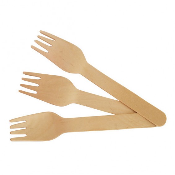 Fourchette Biodegradable en Bois de Pin 16 cm. - 100/cs