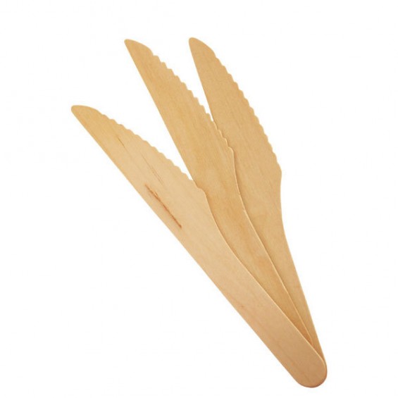 Couteau Biodegradable en Bois de Pin 16 cm. - 100/cs