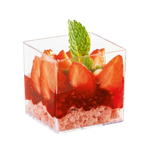 Verrine plastique cubique et transparente, vaisselle jetable pour