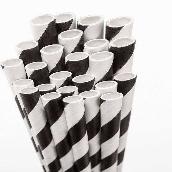 Paille Biodégradables en Papier 19 cm. -Noir -  100/cs