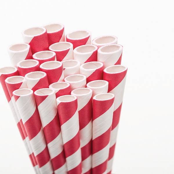 Eco Friendly Paper Straws 7.7 in. Red 100/Cs