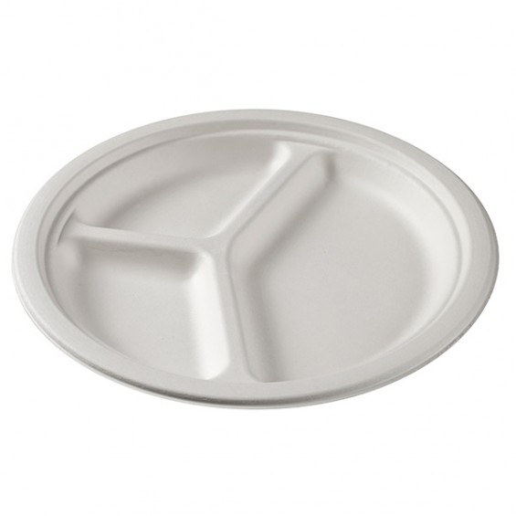 Assiette Jetable en pulp de Canne 16 cm. 100/carton.