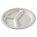 Assiette Jetable 3 compartiments en pulp de Canne 26 cm. 400/carton.