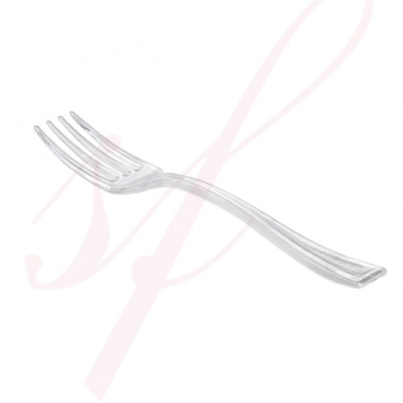 Mini Plastic Fork Clear 3.9 in. 250/cs - $0.05/pc