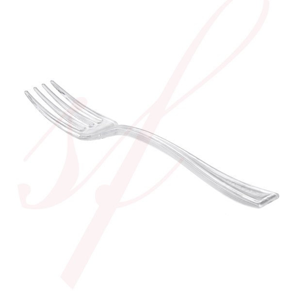 Mini Plastic Fork Clear 3.9 in. 250/cs - $0.05/pc